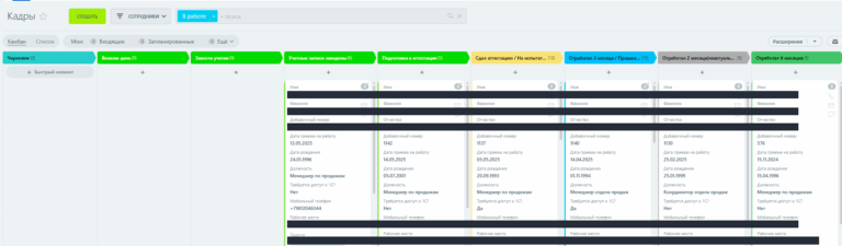 Решаемая задача: Автоматизация приёма / увольнения сотрудников, с отчетами