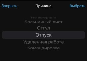 БП «Согласование отсутствия»